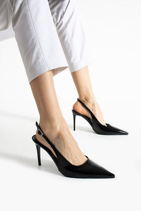کفش پاشنه بلند کلاسیک مشکی زنانه چرم لاکی Gökçe Shoes - کد 920514619