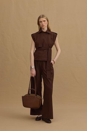 شلوار قهوه ای زنانه بافتنی Fahhar - کد 920518733