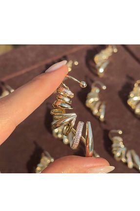 گوشواره غضروفی جواهر طلائی زنانه روکش طلا gaila design - کد 920519483