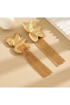 گوشواره جواهر زرد برنجی begüm jewelery - کد 920525548