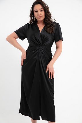 لباس سایز بزرگ مشکی زنانه ساتن Lafaba - کد 920533303