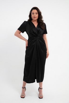 لباس سایز بزرگ مشکی زنانه ساتن Lafaba - کد 920533303