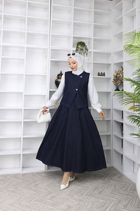 ست بالاتنه و پائین تنه سرمه ای زنانه جین FAYLİN STORE - کد 920011095