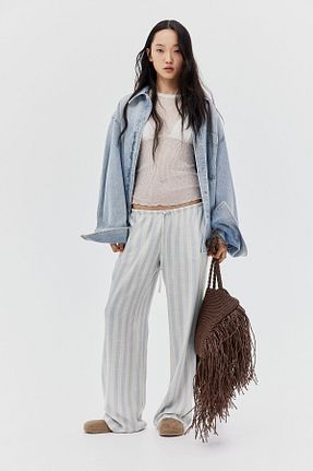 شلوار سفید زنانه پنبه ای H&M - کد 920543605