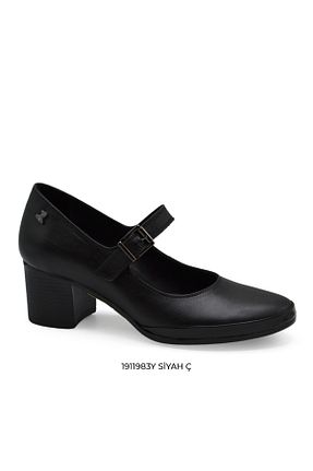کفش پاشنه بلند کلاسیک مشکی زنانه پاشنه ضخیم Venüs - کد 920573226