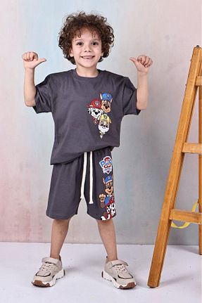 ست بالاتنه و پائین تنه طوسی بچه گانه جین Arya Nisa Kids - کد 921665261