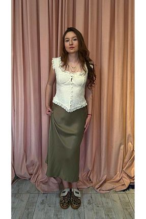 دامن خاکی زنانه ساتن CHANGE FASHİON - کد 920558638