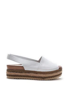 صندل سفید زنانه پاشنه پر LOS SHOES - کد 920574306