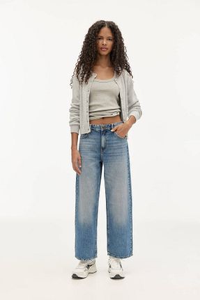 شلوار جین آبی زنانه پاچه گشاد Pull & Bear - کد 896352629