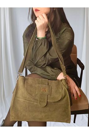 کیف دوشی خاکی زنانه جیر Mu leather design - کد 864509263