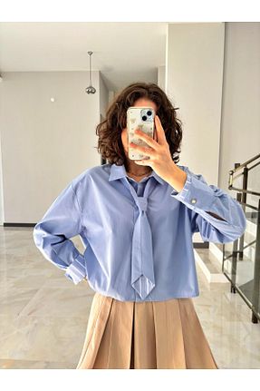 پیراهن آبی زنانه اورسایز Butik - کد 920647290