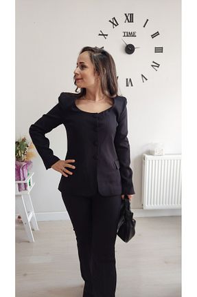 ست بالاتنه و پائین تنه مشکی زنانه بافتنی Butik - کد 920655777