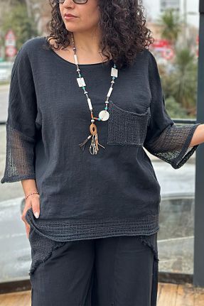 بلوز مشکی زنانه ساده AYASOFYA OTANTIK - کد 920656491