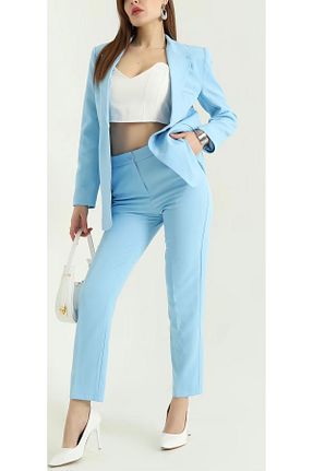 ست بالاتنه و پائین تنه آبی زنانه بافتنی ÇİZGİN - کد 921555724