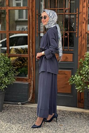 ست بالاتنه و پائین تنه حجاب سرمه ای زنانه رگولار Hilay - کد 920664377