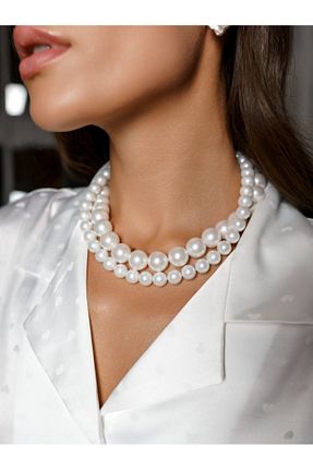 گردنبند جواهر سفید زنانه مروارید Kirastore - کد 920688583