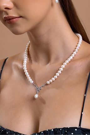 گردنبند طلا سفید زنانه 14 عیار Birinci - کد 921062491