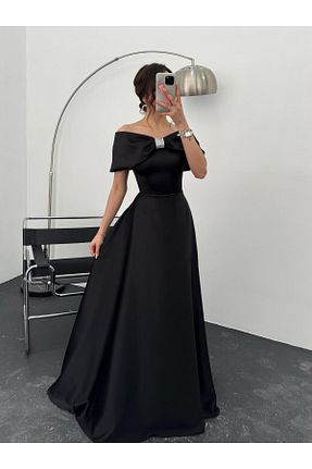 لباس مجلسی و فارغ التحصیلی مشکی زنانه آستین کوتاه Serica Moda - کد 920716079