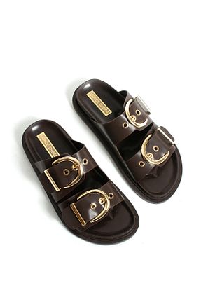 دمپائی قهوه ای زنانه جیر Gökçe Shoes - کد 920728459