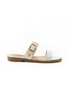 دمپائی سفید زنانه پاشنه تخت Gökçe Shoes - کد 920734424