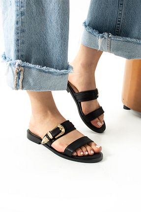 دمپائی مشکی زنانه پاشنه نازک Gökçe Shoes - کد 920734531