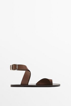 صندل بژ زنانه پاشنه تخت Massimo Dutti - کد 920748215