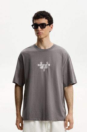 تیشرت طوسی مردانه Relaxed Bershka - کد 920757365