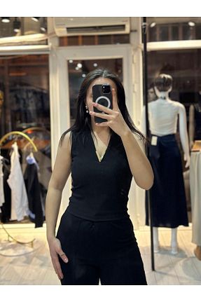بلوز مشکی زنانه ساده TRENDBUTİK - کد 920759763