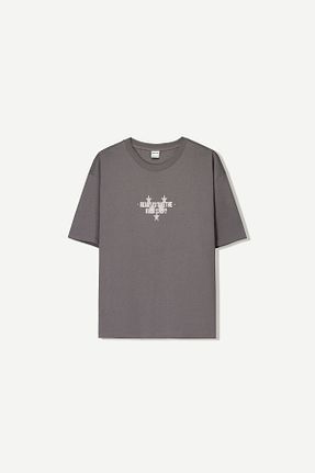 تیشرت طوسی مردانه Relaxed Bershka - کد 920757365