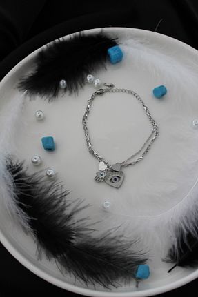 دستبند استیل (فولاد) طوسی بچه گانه استیل (فولاد) Queennn - کد 920773148