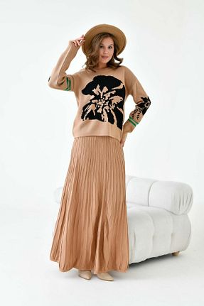 ست بالاتنه و پائین تنه قهوه ای زنانه تریکو Garmi - کد 920785984
