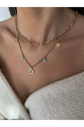 گردنبند استیل ( فولاد ) طلائی زنانه استیل (فولاد) Qupa Store - کد 758916395