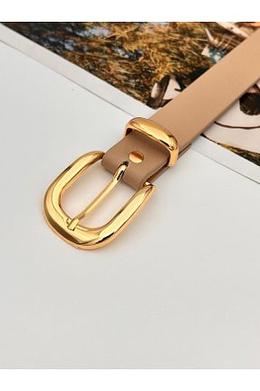 کمربند بژ زنانه چرم مصنوعی Descoin - کد 892480406