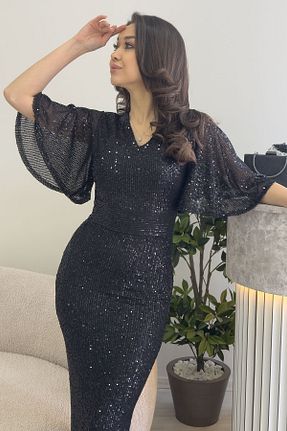 لباس مجلسی و فارغ التحصیلی مشکی زنانه پولک دوزی the ZKS - کد 920841960