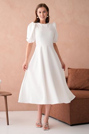 لباس سفید زنانه بافتنی vuvutasarım - کد 808073713