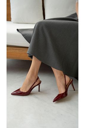 کفش پاشنه بلند کلاسیک زرشکی زنانه چرم لاکی ECENİN BUTİĞİ - کد 920794216