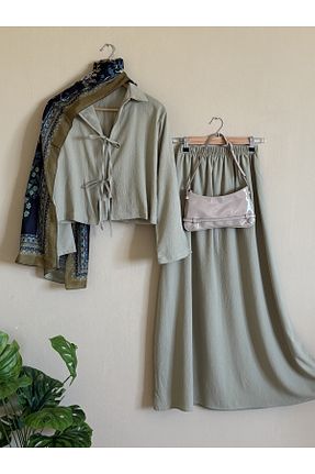 ست بالاتنه و پائین تنه سبز زنانه بافتنی ENDAMIM - کد 845429226