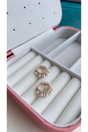 گوشواره استیل (فولاد) طلائی زنانه استیل (فولاد) Enfes Takı - کد 920877406