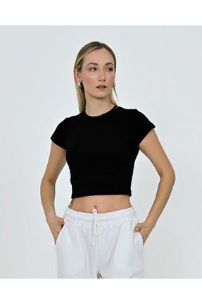 تیشرت مشکی زنانه یقه دوچرخه BEC