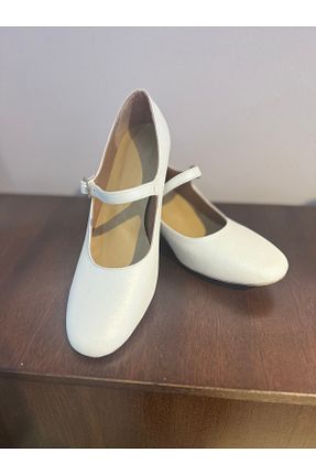 کفش پاشنه بلند کلاسیک سفید زنانه چرم خالص Ada Tasarım - کد 920894479