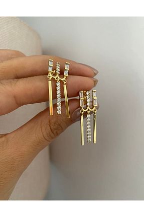 گوشواره جواهر طلائی رودیوم SU PERİSİ TAKI BİJUTERİ - کد 920947624