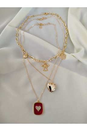 گردنبند جواهر قرمز زنانه پوشش لاکی İPAR AKSESUAR - کد 920978096