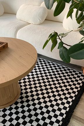گلیم مشکی پنبه ای evinde - کد 921045034