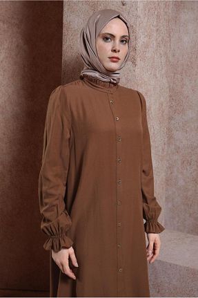 تونیک حجاب قهوه ای زنانه مخلوط پلی استر Alvina - کد 817794470