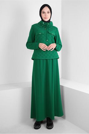 ست بالاتنه و پائین تنه حجاب سبز زنانه رگولار Alvina - کد 790229334