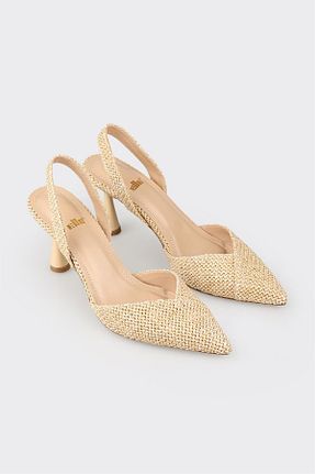 کفش پاشنه بلند کلاسیک بژ زنانه چرم خالص Elle - کد 921052702