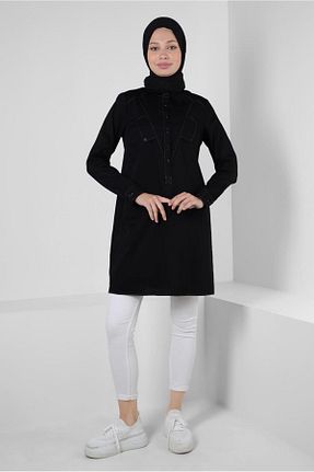 تونیک حجاب مشکی زنانه مخلوط پلی استر Alvina - کد 802793273