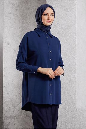 تونیک حجاب سرمه ای زنانه پلی استر Alvina - کد 867940160