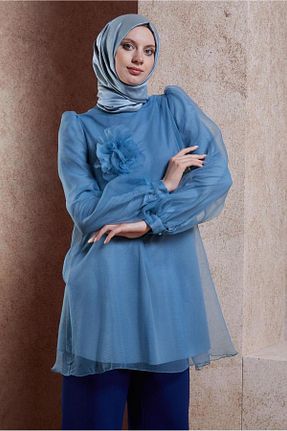 تونیک حجاب سرمه ای زنانه پلی استر Alvina - کد 840377150
