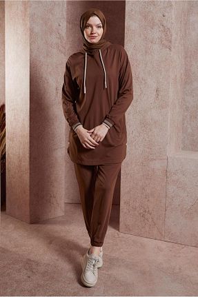 ست گرمکن حجاب قهوه ای زنانه رگولار Alvina - کد 833477299